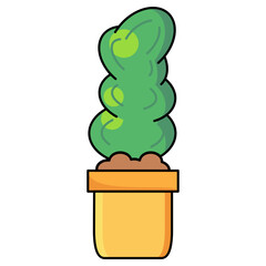 A unique spiral cactus in a pot, perfect for adding a quirky touch to designs.