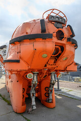Underwater retro self-propelled vehicle with a manipulator made in the USSR in the second half of...