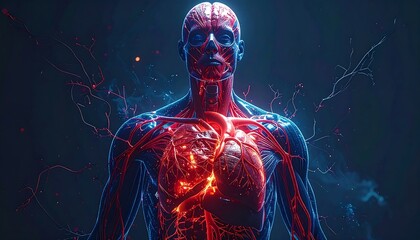 Human anatomy, glowing heart