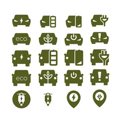 EV icon 3 variant vector icon set, 3 type of EV vehicles, Small car, SUV and motorcycle . 