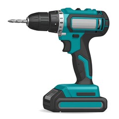 Teal cordless drill with bit