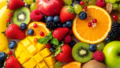 Colorful fruit platter close-up