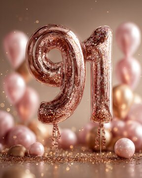 Glittery Rose Gold Two-Digit Balloon Decoration for Celebration