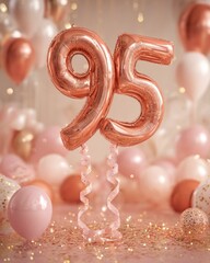 Elegant Rose Gold 95 Balloon Decoration for Milestone Celebration