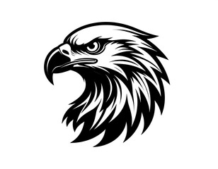 Obraz premium Black and white graphic of an eagle's head