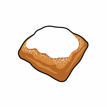 New Orleans beignet with powdered sugar dust