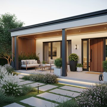 modern house with garden