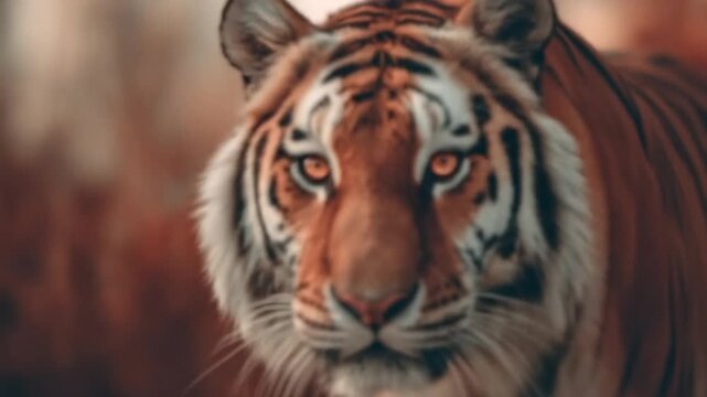 Majestic tiger in a sunlit environment, showcasing striking patterns and warm tones.