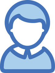 Fototapeta premium A blue icon illustrating a person with a tie, conveying a sense of professionalism and formal attire.
