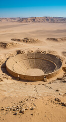 Echoes of ancient voices A breathtaking desert amphitheater weathered by time under a vast clear sky photographed in