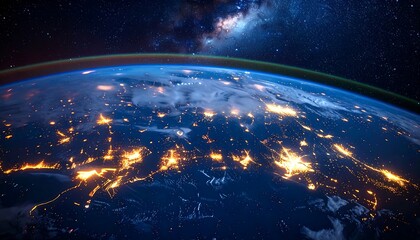 Obraz premium Earth's nighttime lights illuminate continents