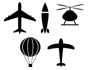 Vector Illustration of Air Transport and Aviation Icons