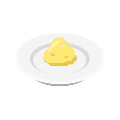 Grated ginger condiment on small plate - flat vector illustration, Japanese food icon