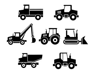 Naklejka premium Construction Vehicles and Heavy Machines Vector
