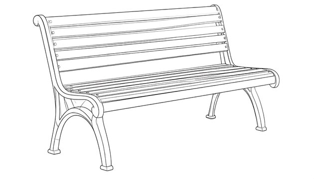 Line drawing of a park bench.  Simple, clean design