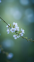 Delicate white blossoms heralding the arrival of spring on a serene branch a symbol of hope and renewal with soft