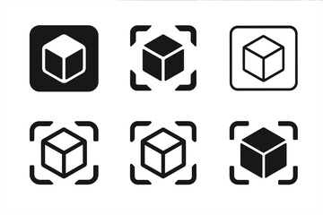 Augmented Reality Logos. Augmented Reality. Set Logo of Augmented Reality: AR cube marker. 6 harmonious logo variations of the