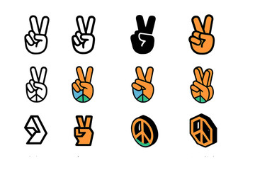 Youth Empowerment Logo Variations. Set Logo of Youth Empowerment: Peace Sign. Logo set in vector style, emblematic variations.