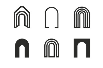 Fototapeta premium Architectural Logo Variations. Architecture. Set Logo of Architecture: Archway. 6 harmonious logo variations of the same