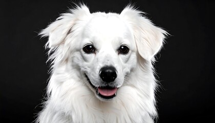 Close-up portrait of a fluffy white dog