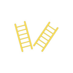 Two golden ladders leaning against an imaginary wall
