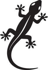 Black Silhouette of a Gecko on a White Background lizard