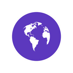 Fototapeta premium Globe Icon A Simple White Earth Silhouette on a Vibrant Purple Background for Global Concepts