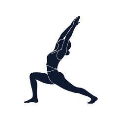 Fototapeta premium Serene Warrior Pose Silhouette for Health and Wellness Promotion in Yoga Studios and Fitness Centers for Promoting Balance and Flexibility
