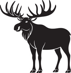 Silhouette of a majestic moose with large antlers Keywords: moose, elk, deer, animal, wildlife