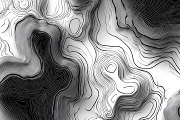 Abstract grayscale topographic map-like image with swirling lines and varying shades of gray