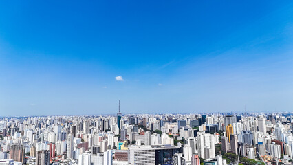 Aerial cityscape of São Paulo featuring dense architecture and vibrant metropolitan energy during...
