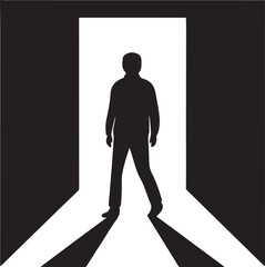 Silhouette of Person Standing in Bright Open Doorway