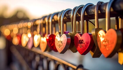 Locks of love in warm sunset light