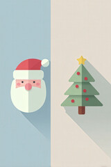 create minimalist icon of santa claus and minimalist icon of christmas tree
