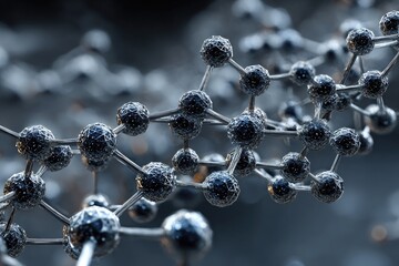 Abstract 3D rendering of a metallic molecular structure