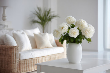 meticulously cleaned living space featuring ar blurred white text bars for elegant touch