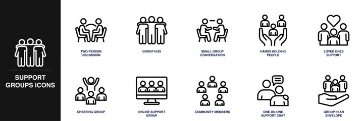 Support Groups Line Icon Set