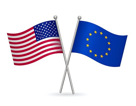 Crossed flags of USA and EU (1)