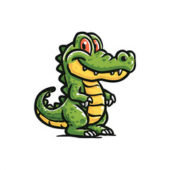 Fototapeta premium Cute cartoon crocodile mascot isolated on transparent background