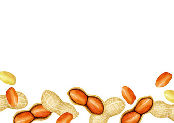 ピーナッツ 落花生　野菜　背景 フレーム　水彩 イラスト