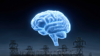 Digital brain glowing with ai technology symbolizes innovation and intelligence climate solutions with futuristic design
