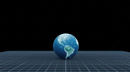 Earth globe with climate concept and ai technology background in space with grid lines