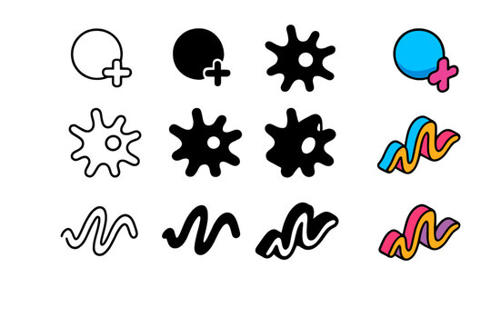 Immune System Icons. Icon Set of Immune Helpers: Helper T-cell, Antigen-presenting dendritic cell, Interferon wave. Icons set in vector style, emblematic