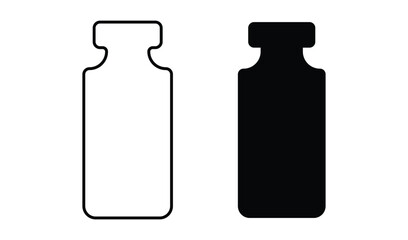 Two simple bottle silhouettes one outline one solid black