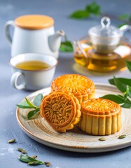 Mooncakes with tea, festive treats