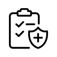 Checklist with Shield Line Icon of Immunology Icon Set
