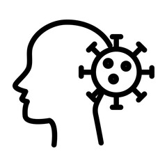 Head with Virus Line Icon of Epidemiology Icon Set