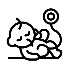 Baby Crawling Line Icon of Child Healthcare Icon Set