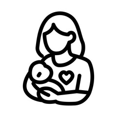 Mother Holding Baby Line Icon of Maternal Health Icon Set