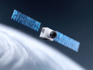 Satellite with ai technology monitors climate changes from space with advanced digital systems